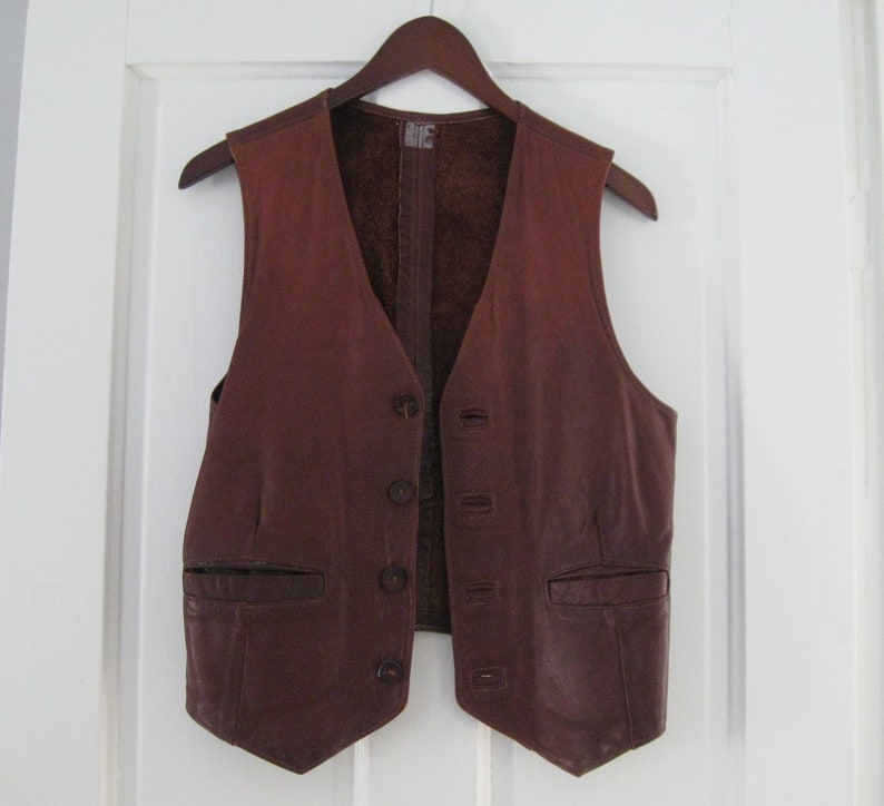 LEATHER VEST vintage 1960s-70s hand-crafted Leathering Heights image 5